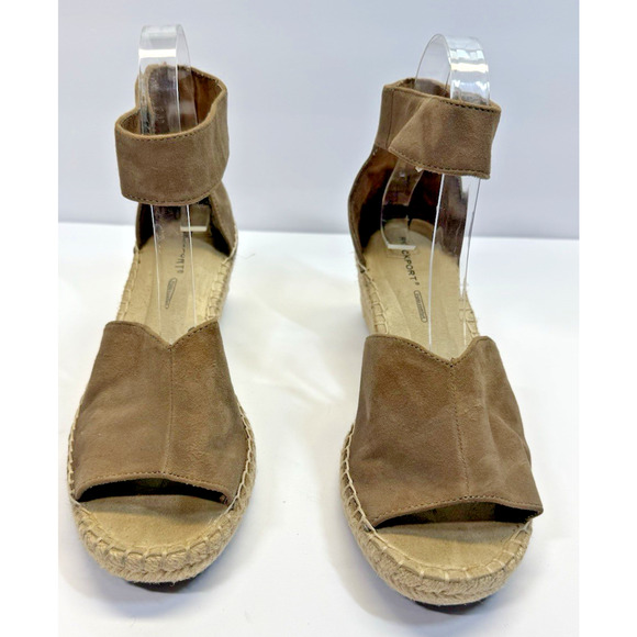 Rockport Marah Taupe Wedge Sandals Women's Size 7 Peep Toe Adjustable Cushioned - Picture 2 of 8